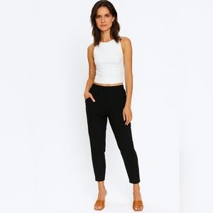Wilfred by Aritzia Black Crepe Cropped Jogger Pants Women’s Size S High Rise